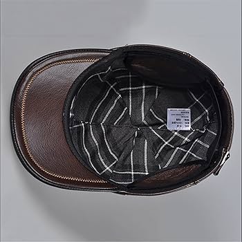 ZYC Genuine Leather Cap Men's Flat Caps Army Military Hat